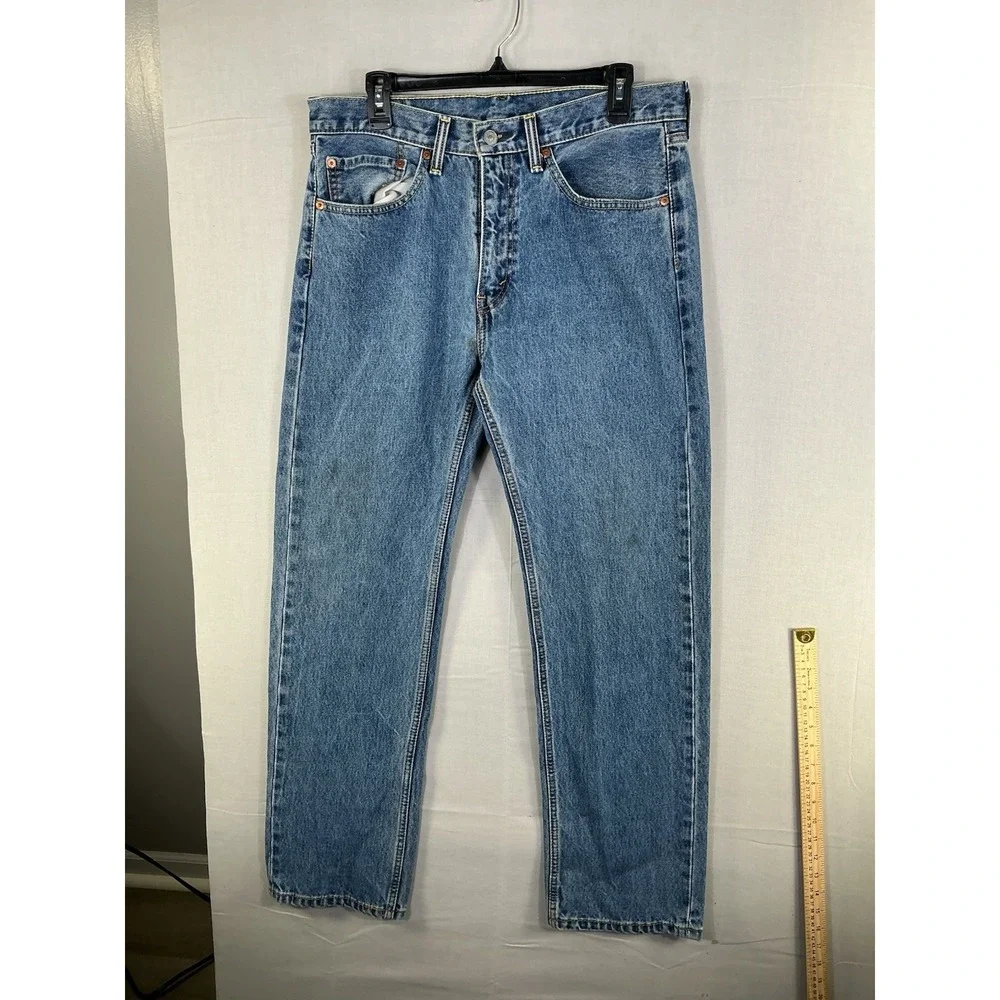 Levi's 505 Regular Fit Straight Leg Blue Jeans Men's Size 34x32 Denim
